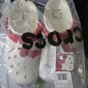 CROCS White and Red Hello Kitty Clogs